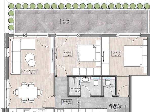 Тристаен апартамент в Пловдив, Кършияка - 105 кв.м за 554 €/кв.м - Снимка #1