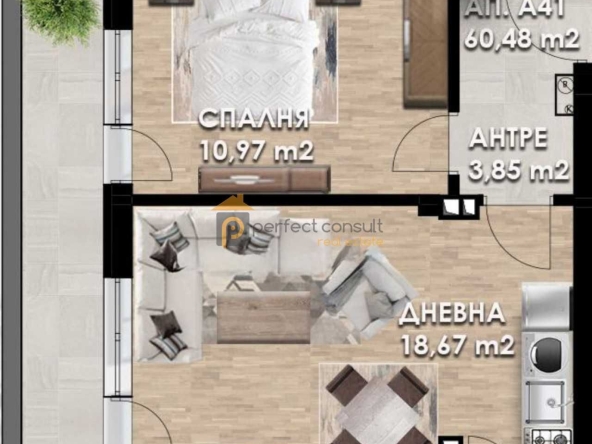 Двустаен апартамент в Пловдив, Гагарин - 72 кв.м за 1084 €/кв.м - Снимка #1