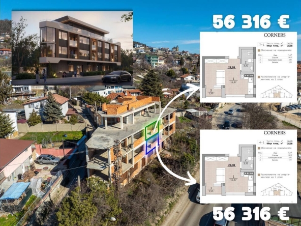 Едностаен апартамент в Варна, м-т Акчелар - 29 кв.м за 1942 €/кв.м - Снимка #1