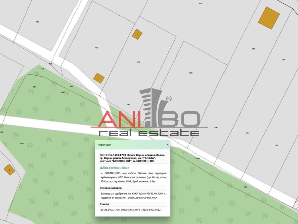 Парцел в Варна, м-т Боровец - юг - 720 кв.м за 53 €/кв.м - Снимка #1