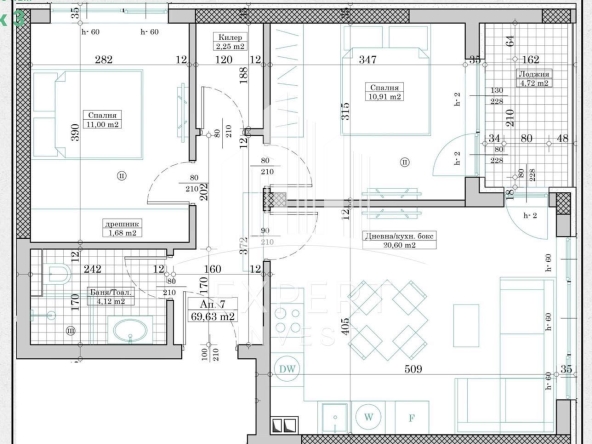 Тристаен апартамент в Варна, Възраждане 1 - 81 кв.м за 1488 €/кв.м - Снимка #1