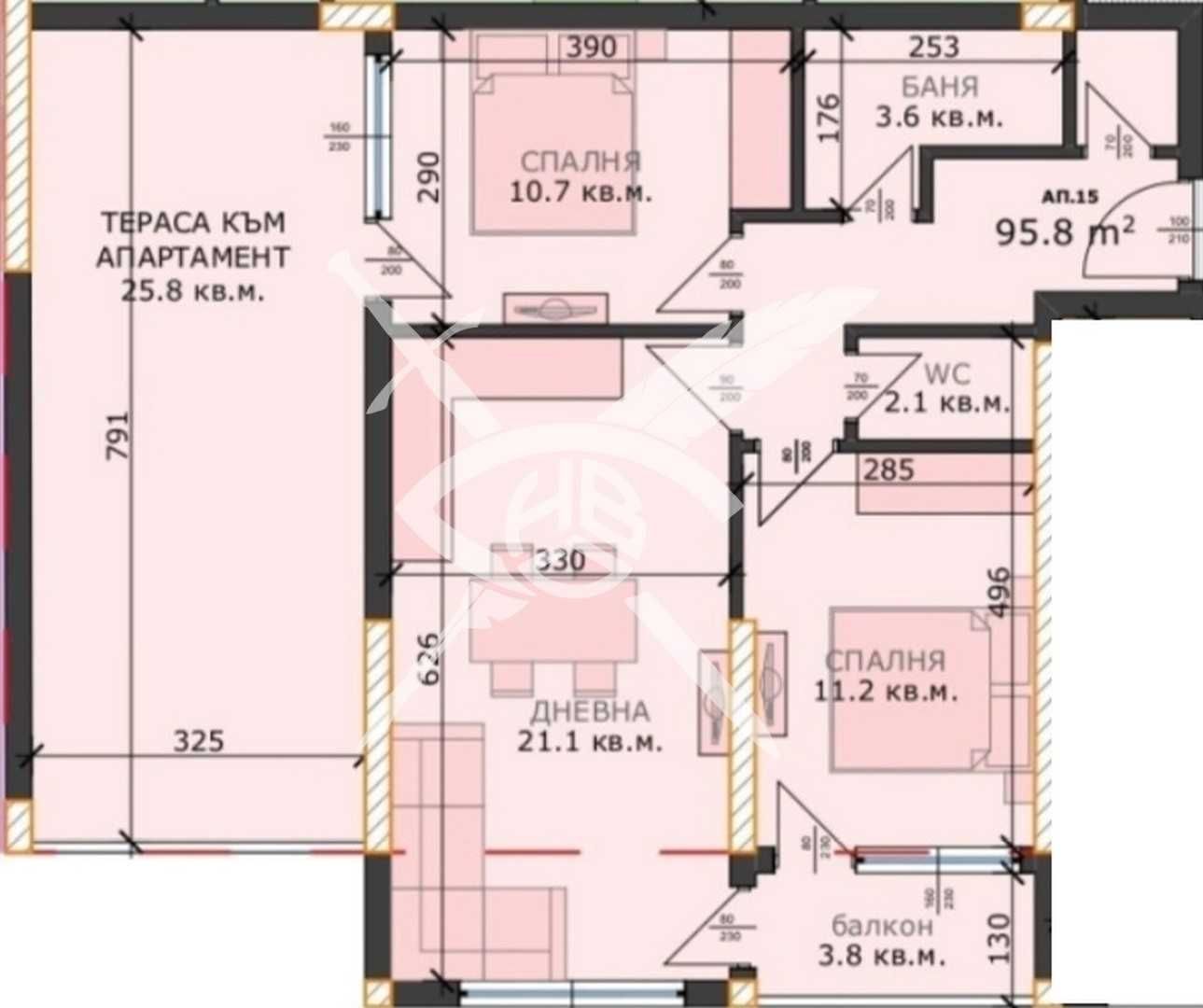 Тристаен апартамент в Варна, м-т Пчелина - 107 кв.м за 982 €/кв.м - Снимка #1