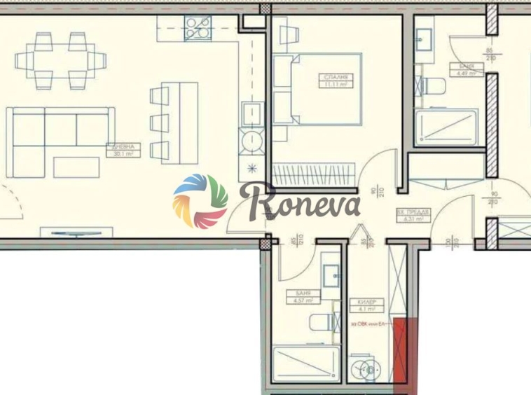 Тристаен апартамент в Варна, Кайсиева градина - 113 кв.м за 578 €/кв.м - Снимка #1