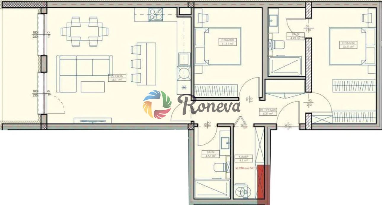 Тристаен апартамент в Варна, Кайсиева градина - 113 кв.м за 578 €/кв.м - Снимка #1