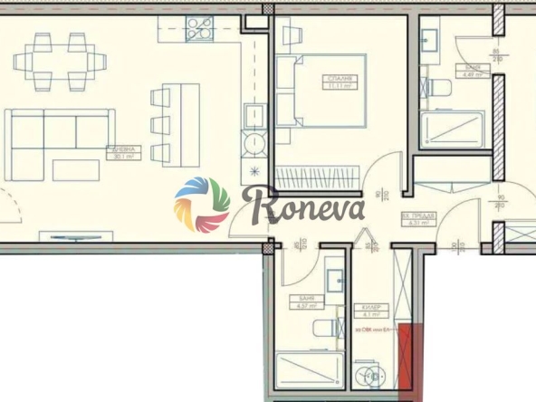 Тристаен апартамент в Варна, Кайсиева градина - 113 кв.м за 578 €/кв.м - Снимка #1