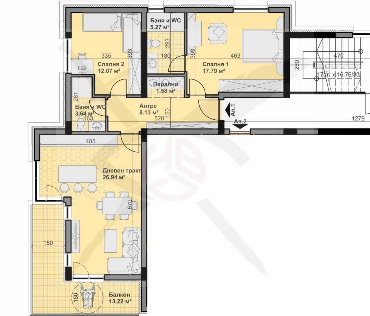 Тристаен апартамент в Варна, Владислав Варненчик - 120 кв.м за 1250 €/кв.м - Снимка #1