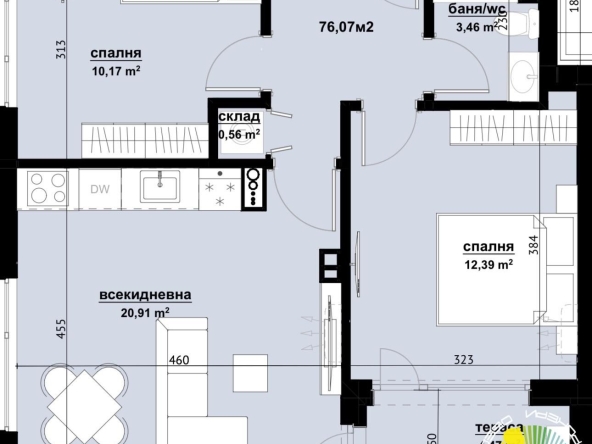Тристаен апартамент в Бургас, Изгрев - 76 кв.м за 1172 €/кв.м - Снимка #1