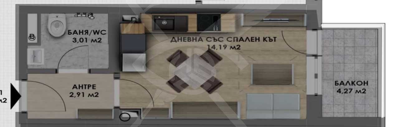 Едностаен апартамент в Пловдив, Прослав - 36 кв.м за 1250 €/кв.м - Снимка #1