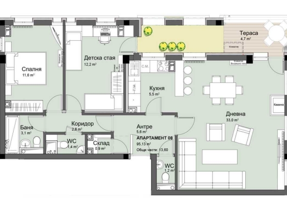 Тристаен апартамент в София, Красно село - 108 кв.м за 1487 €/кв.м - Снимка #1