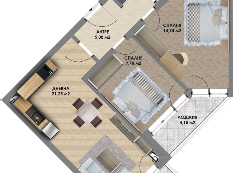 Тристаен апартамент в Пловдив, Христо Смирненски - 91 кв.м за 976 €/кв.м - Снимка #1