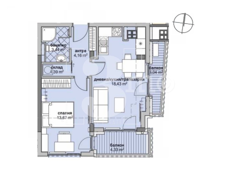 Двустаен апартамент в София, Люлин 6 - 70 кв.м за 1457 €/кв.м - Снимка #1