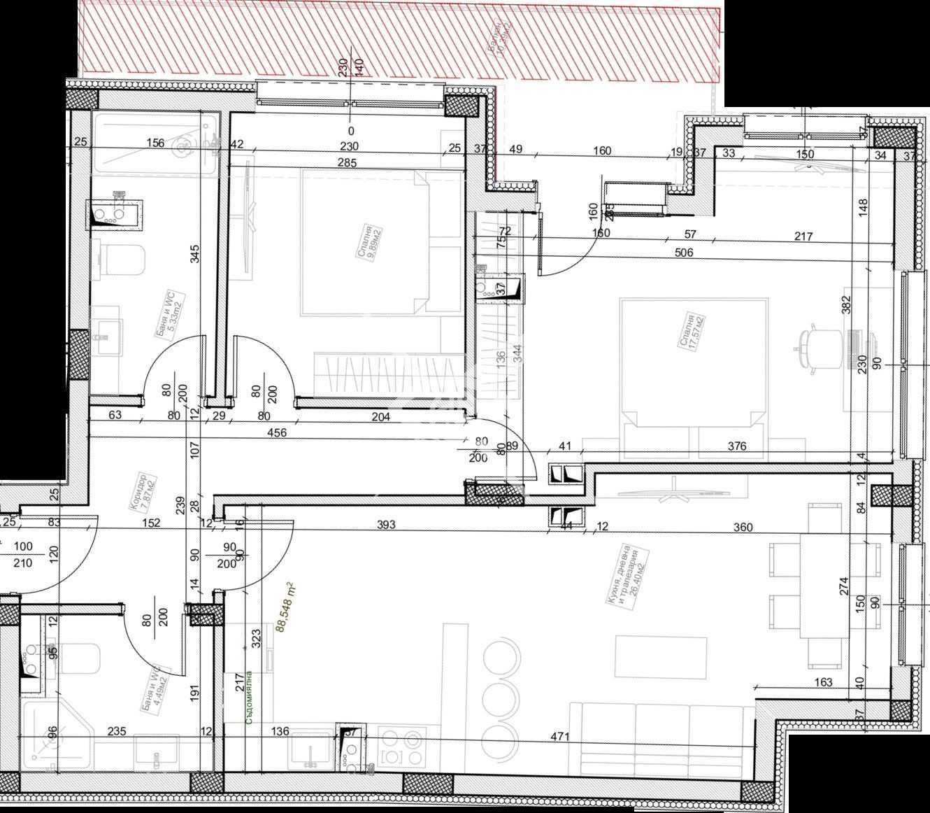 Тристаен апартамент в Бургас, Меден рудник - зона А - 129 кв.м за 971 €/кв.м - Снимка #1