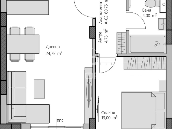 Двустаен апартамент в Пловдив, Христо Смирненски - 71 кв.м за 1489 €/кв.м - Снимка #1