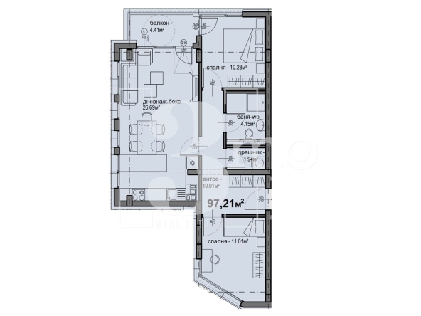 Тристаен апартамент в София, Люлин 5 - 97 кв.м за 1269 €/кв.м - Снимка #1