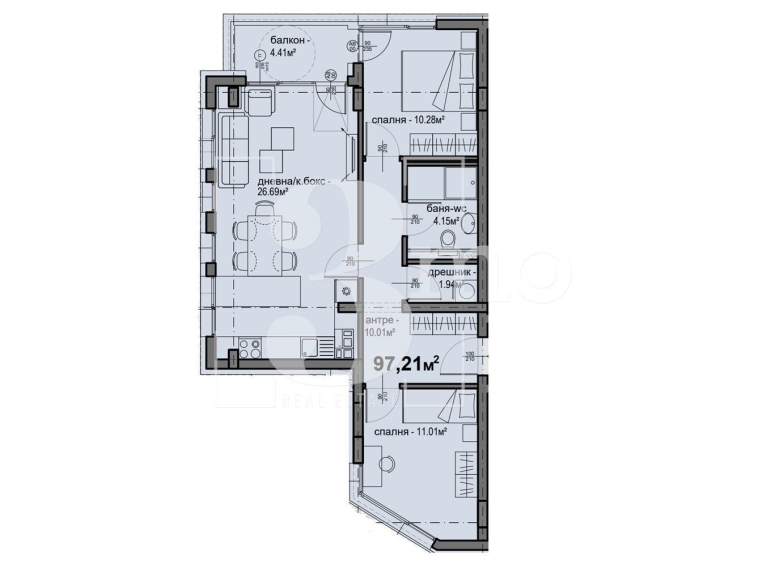 Тристаен апартамент в София, Люлин 5 - 97 кв.м за 1269 €/кв.м - Снимка #1