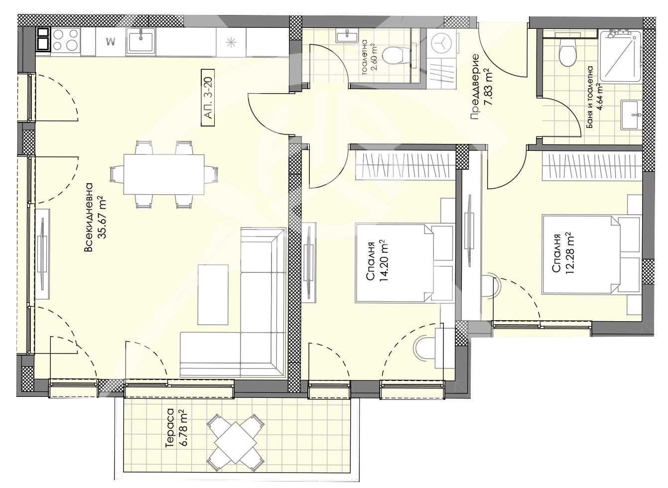 Тристаен апартамент в Пловдив, Остромила - 115 кв.м за 1130 €/кв.м - Снимка #1