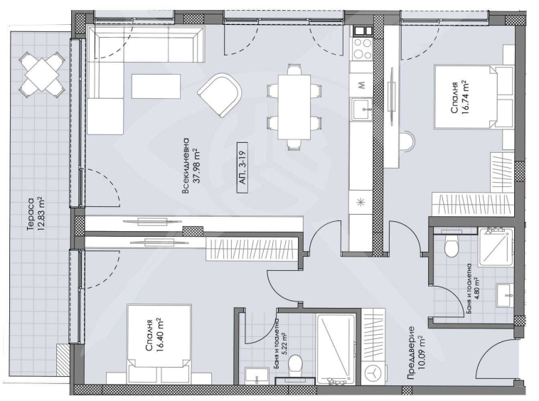 Тристаен апартамент в Пловдив, Остромила - 140 кв.м за 1052 €/кв.м - Снимка #1
