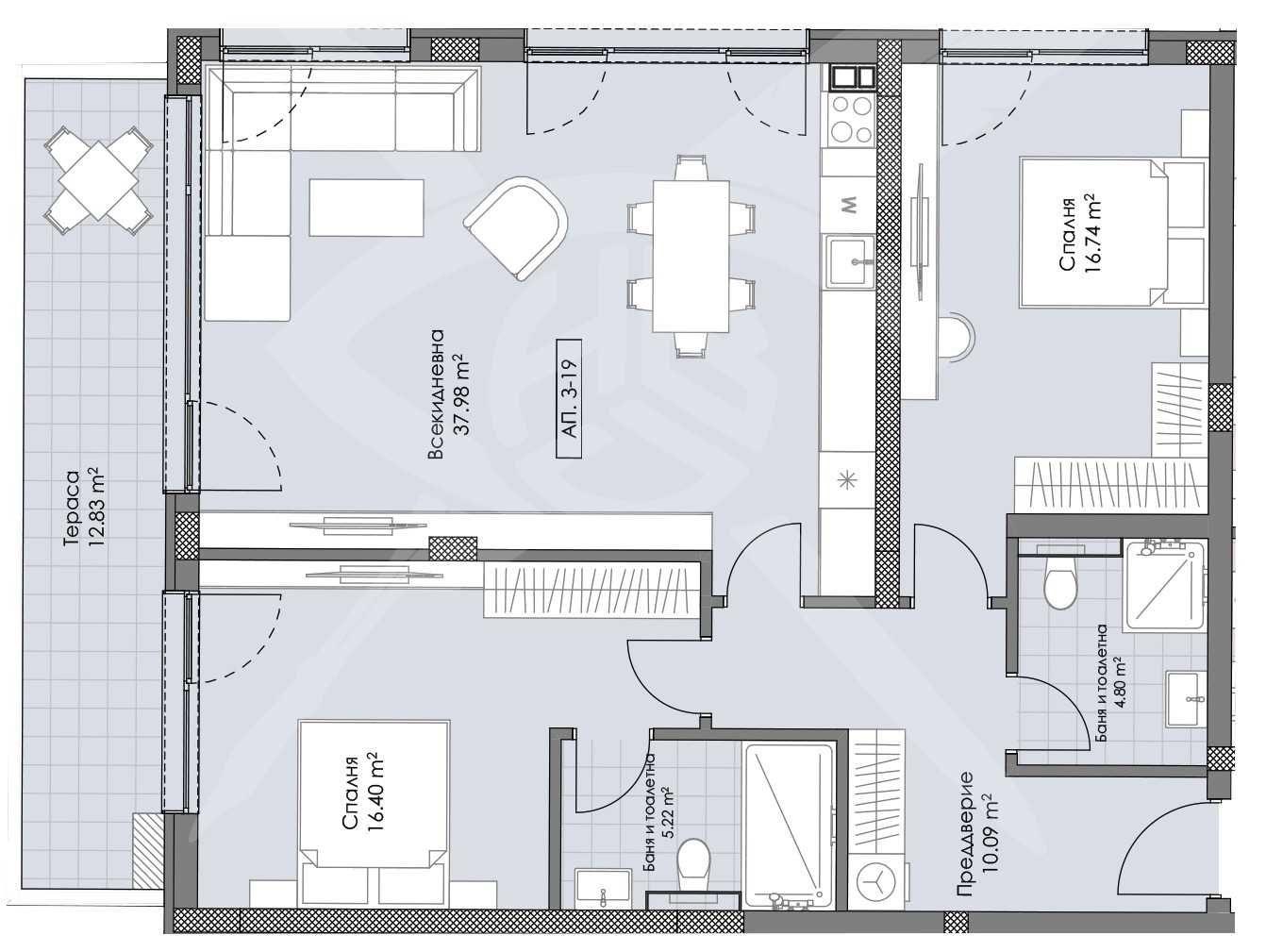 Тристаен апартамент в Пловдив, Остромила - 140 кв.м за 1052 €/кв.м - Снимка #1
