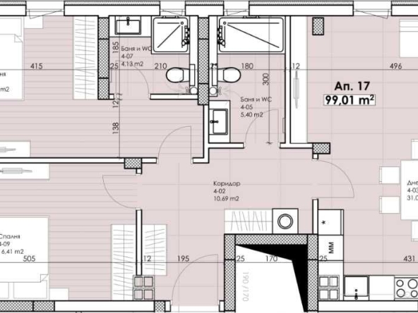 Тристаен апартамент в Пловдив, Остромила - 111 кв.м за 1103 €/кв.м - Снимка #1