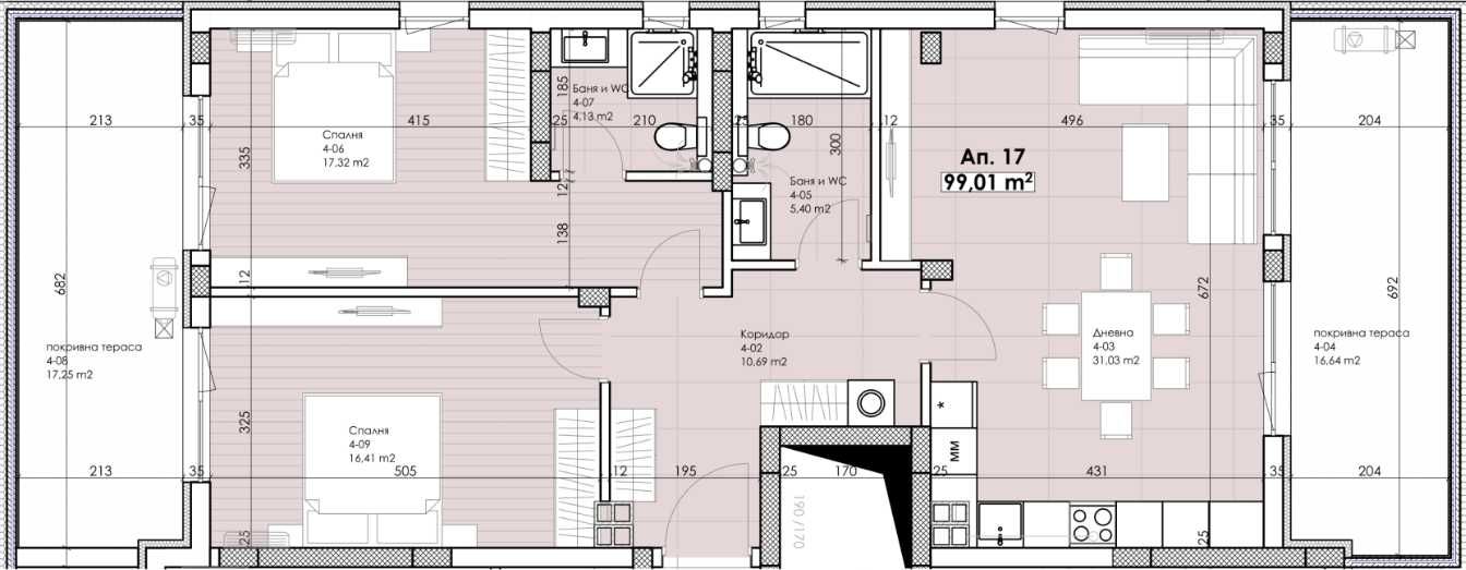 Тристаен апартамент в Пловдив, Остромила - 111 кв.м за 1103 €/кв.м - Снимка #1