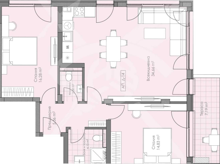 Тристаен апартамент в Пловдив, Остромила - 115 кв.м за 573 €/кв.м - Снимка #1