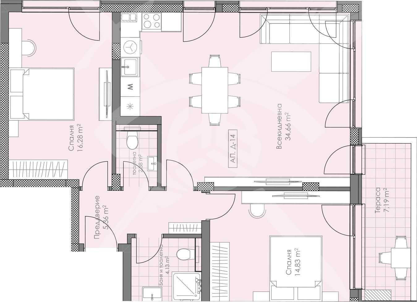 Тристаен апартамент в Пловдив, Остромила - 115 кв.м за 1124 €/кв.м - Снимка #1
