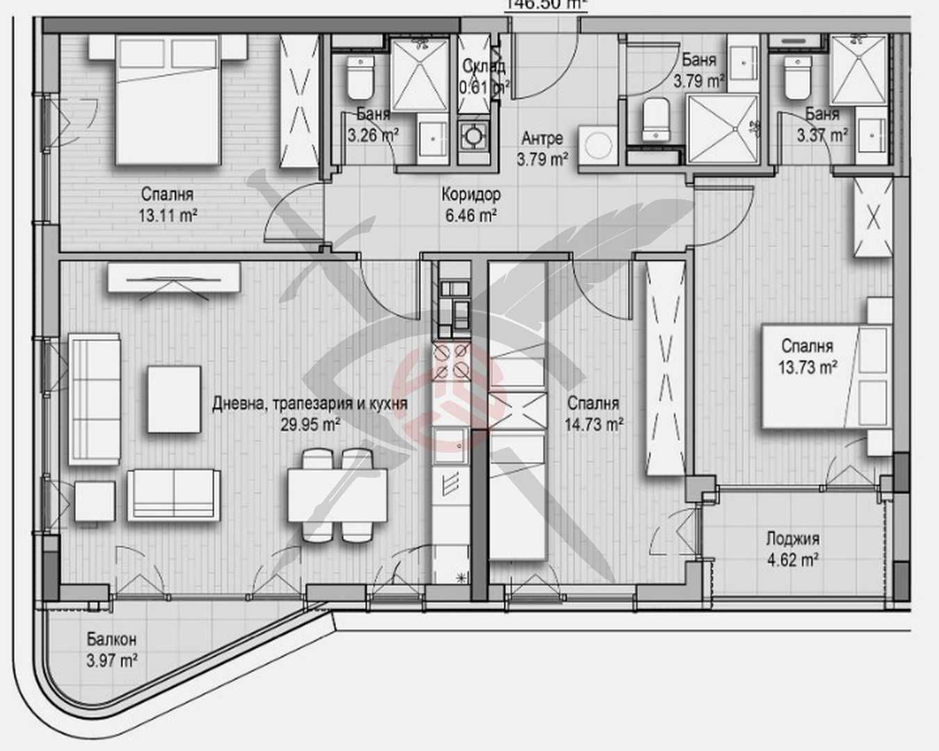 Четиристаен апартамент в София, Хладилника - 147 кв.м за 2545 €/кв.м - Снимка #1