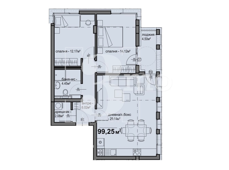 Тристаен апартамент в София, Люлин 5 - 99 кв.м за 1359 €/кв.м - Снимка #1