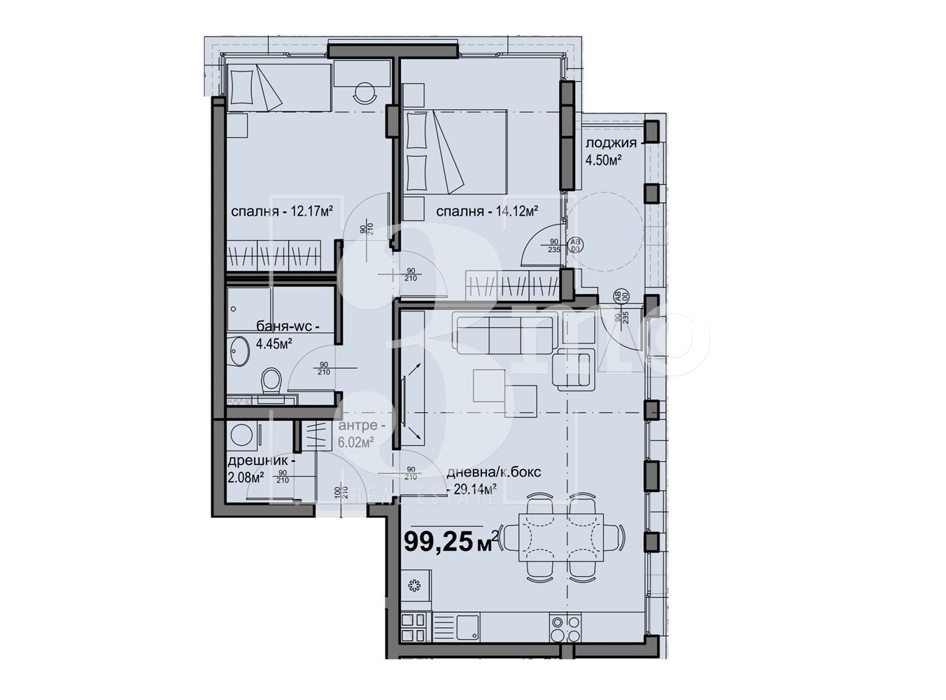 Тристаен апартамент в София, Люлин 5 - 99 кв.м за 1359 €/кв.м - Снимка #1