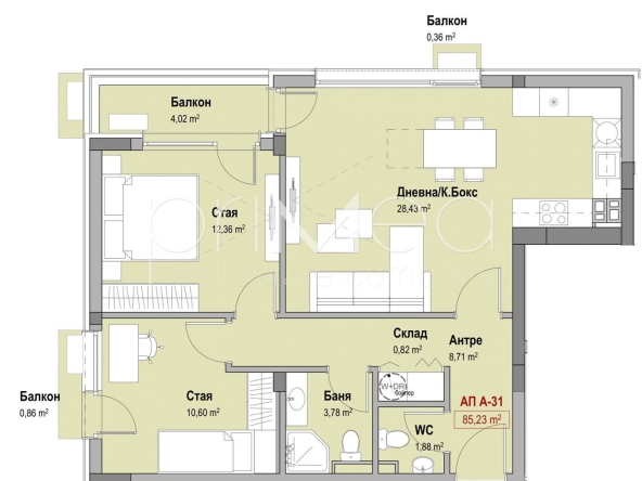 Тристаен апартамент в Бургас, Славейков - 98 кв.м за 1304 €/кв.м - Снимка #1