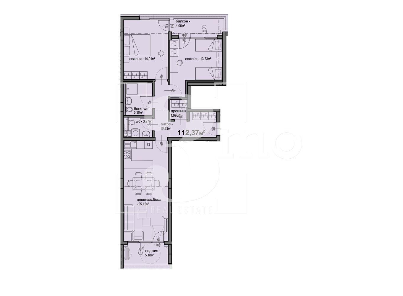 Тристаен апартамент в София, Люлин 5 - 122 кв.м за 1210 €/кв.м - Снимка #1