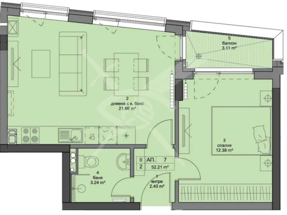 Двустаен апартамент в София, Кръстова вада - 61 кв.м за 2970 €/кв.м - Снимка #1