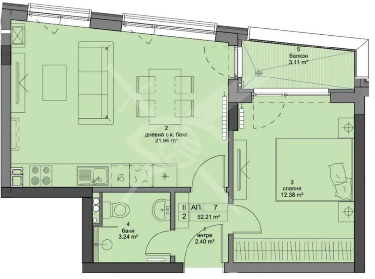Двустаен апартамент в София, Кръстова вада - 61 кв.м за 2970 €/кв.м - Снимка #1