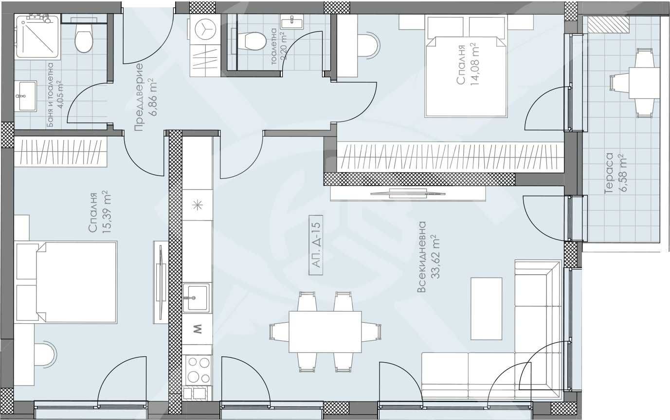 Тристаен апартамент в Пловдив, Остромила - 112 кв.м за 1128 €/кв.м - Снимка #1