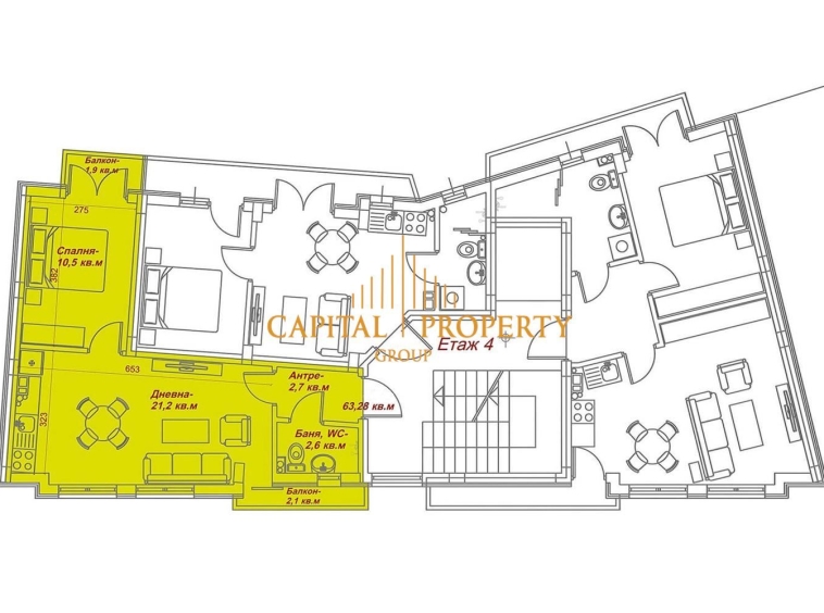 Двустаен апартамент в Варна, Център - 63 кв.м за 1413 €/кв.м - Снимка #1