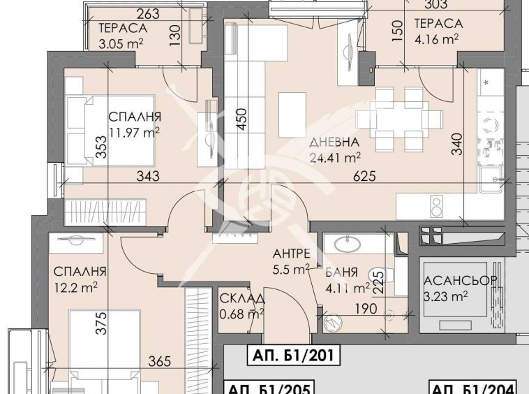 Тристаен апартамент в Бургас, Меден рудник - зона А - 90 кв.м за 1000 €/кв.м - Снимка #1