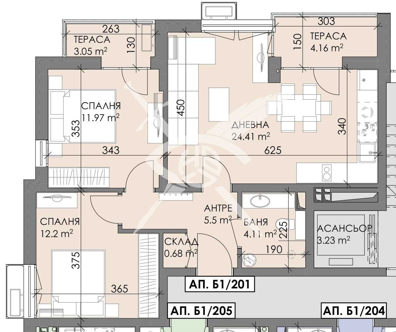 Тристаен апартамент в Бургас, Меден рудник - зона А - 90 кв.м за 1000 €/кв.м - Снимка #1