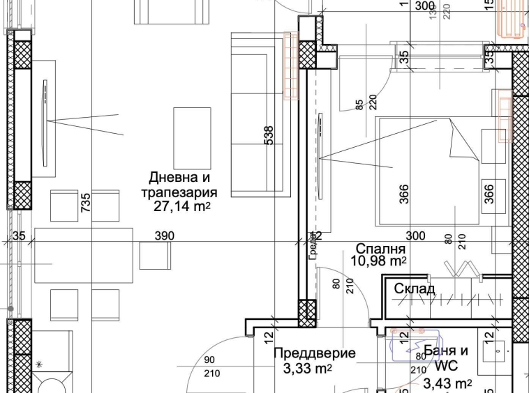 Двустаен апартамент в Пловдив, Остромила - 60 кв.м за 1250 €/кв.м - Снимка #1
