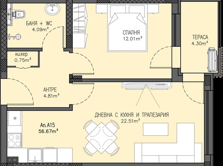 Двустаен апартамент в Пловдив, Остромила - 64 кв.м за 805 €/кв.м - Снимка #1