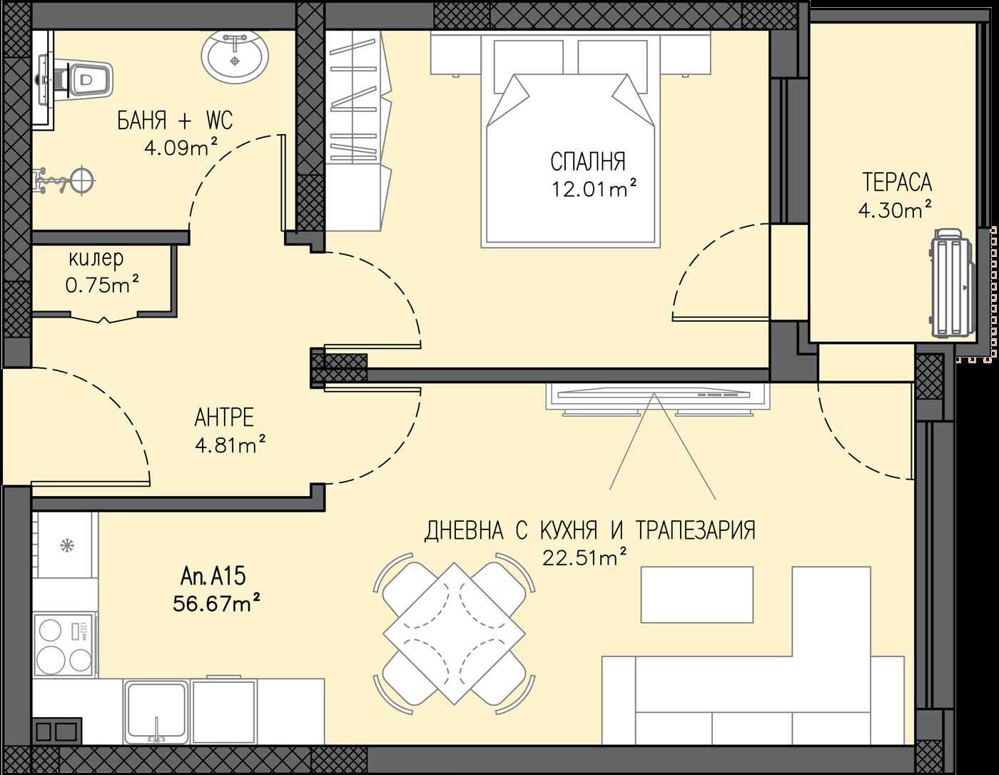 Двустаен апартамент в Пловдив, Остромила - 64 кв.м за 805 €/кв.м - Снимка #1