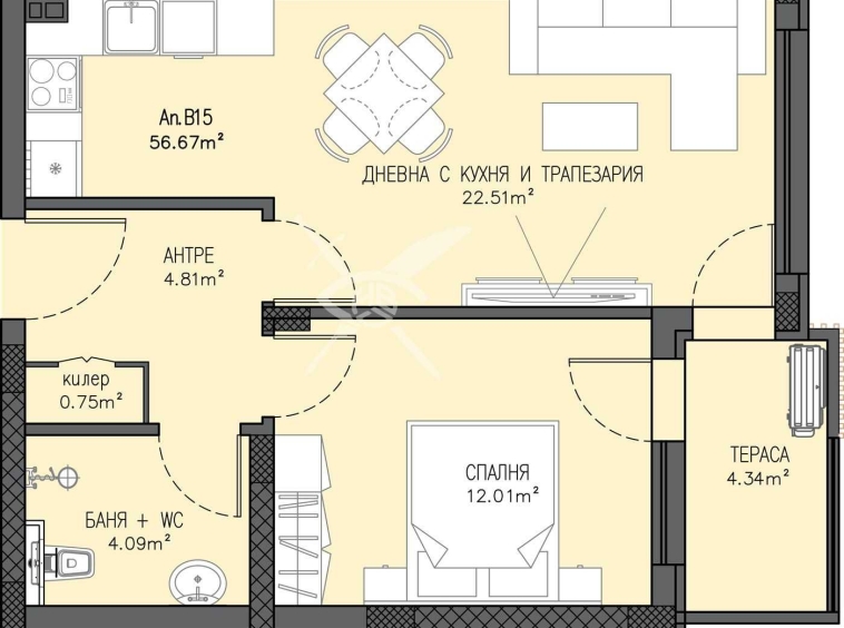 Двустаен апартамент в Пловдив, Беломорски - 64 кв.м за 2032 €/кв.м - Снимка #1