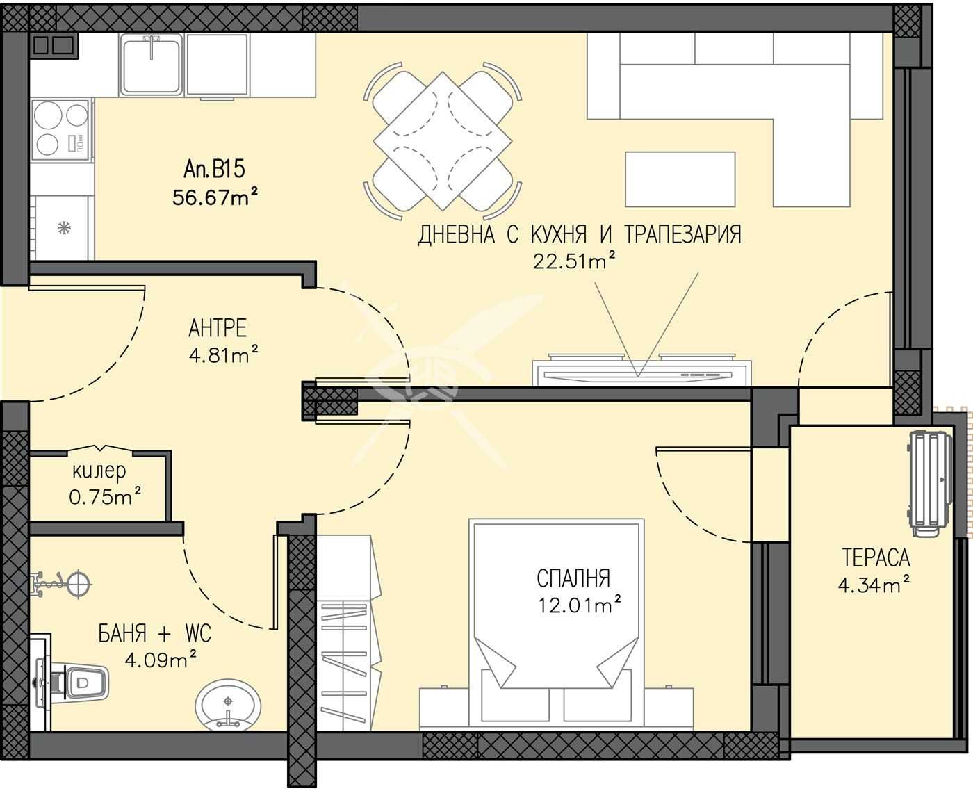 Двустаен апартамент в Пловдив, Беломорски - 64 кв.м за 2032 €/кв.м - Снимка #1