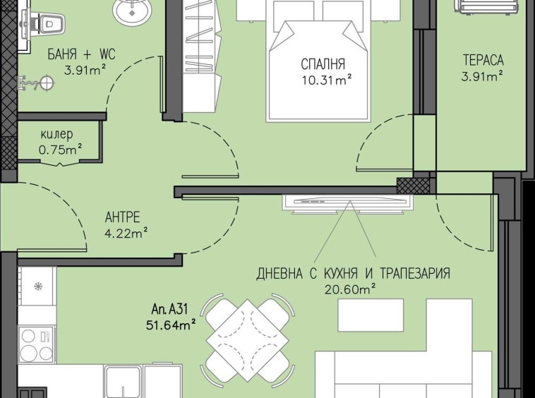 Двустаен апартамент в Пловдив, Остромила - 58 кв.м за 707 €/кв.м - Снимка #1