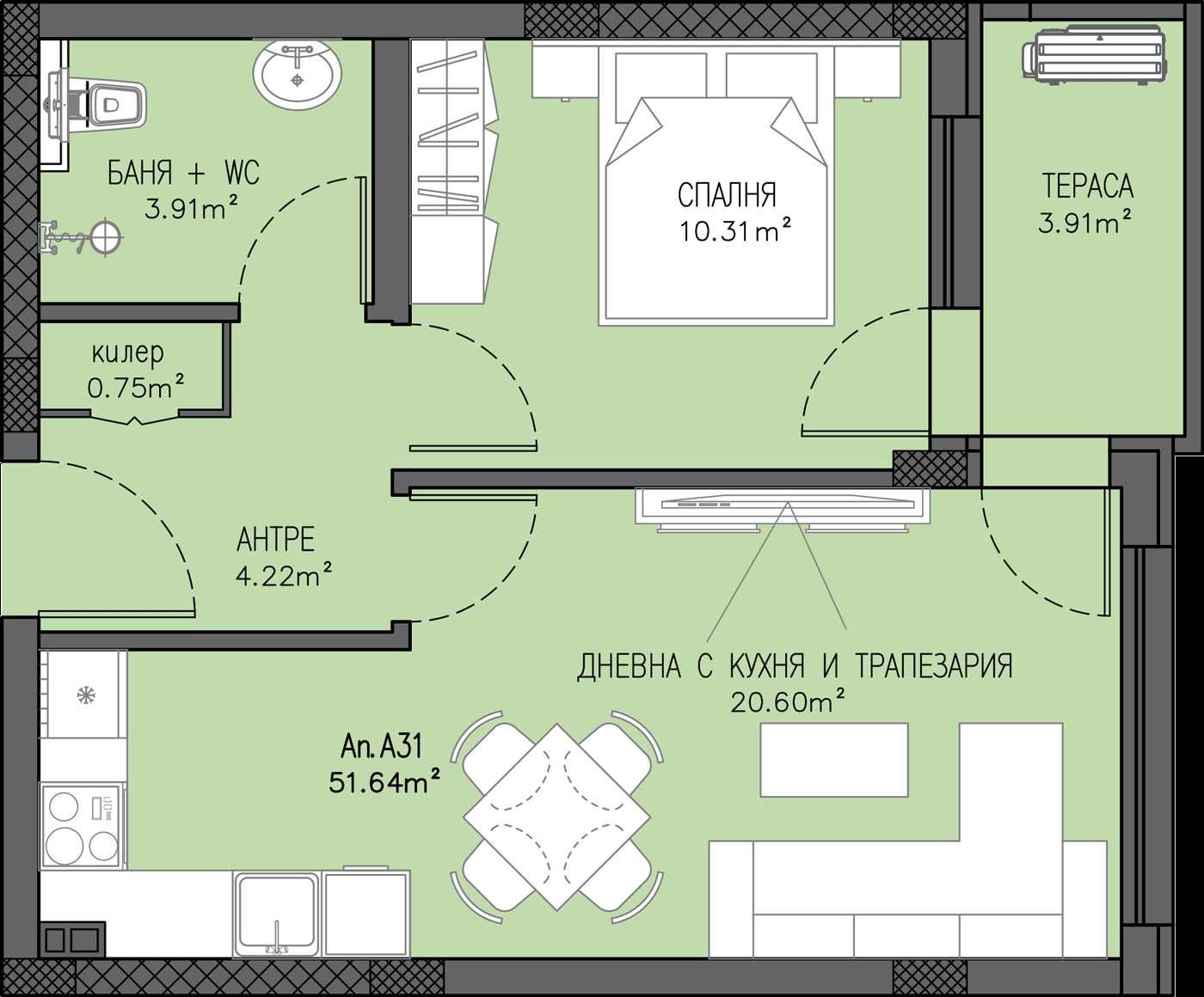 Двустаен апартамент в Пловдив, Остромила - 58 кв.м за 707 €/кв.м - Снимка #1