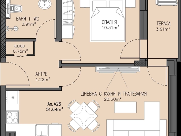 Двустаен апартамент в Пловдив, Остромила - 58 кв.м за 707 €/кв.м - Снимка #1