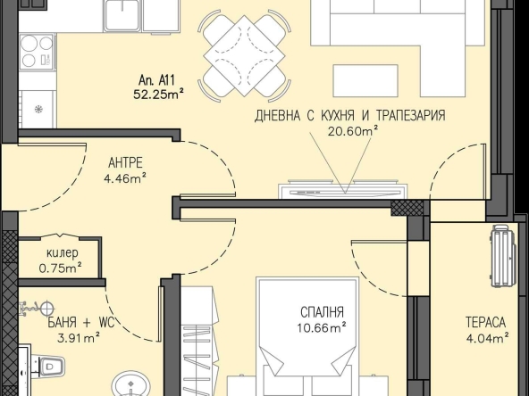 Двустаен апартамент в Пловдив, Остромила - 59 кв.м за 933 €/кв.м - Снимка #1