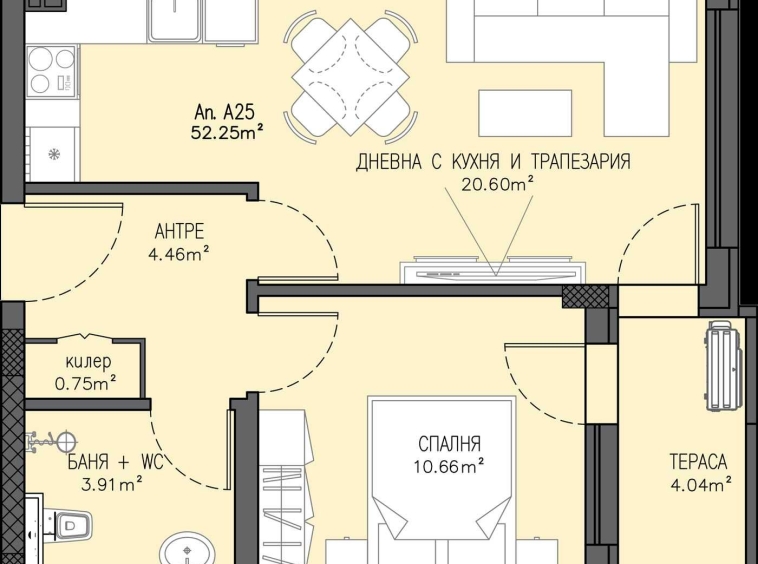 Двустаен апартамент в Пловдив, Остромила - 59 кв.м за 704 €/кв.м - Снимка #1