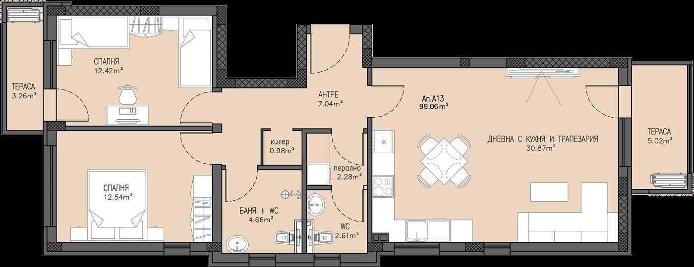 Тристаен апартамент в Пловдив, Остромила - 112 кв.м за 774 €/кв.м - Снимка #1