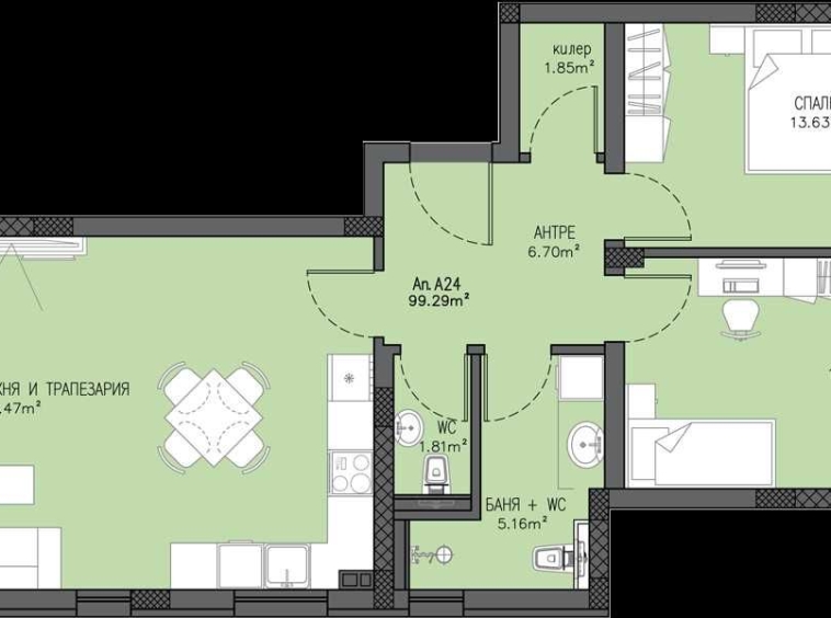 Тристаен апартамент в Пловдив, Остромила - 112 кв.м за 806 €/кв.м - Снимка #1