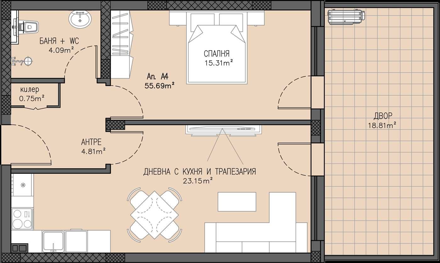 Двустаен апартамент в Пловдив, Остромила - 63 кв.м за 985 €/кв.м - Снимка #1